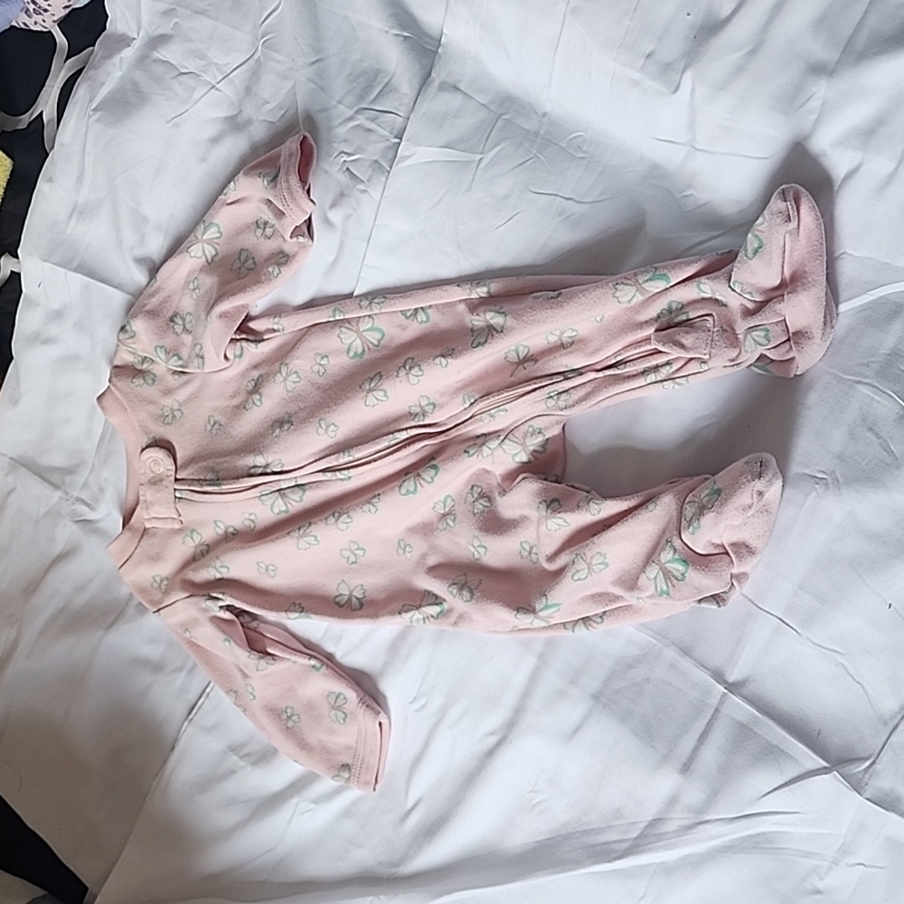 Lullaby Lane pink and aqua butterfly zipper sleeper